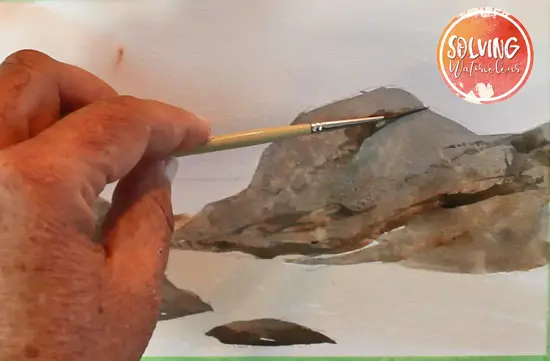 Realistic watercolor rock textures 006, using a rigger brush