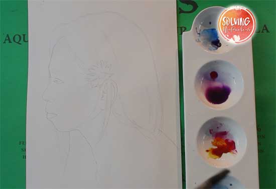 abstract watercolor portrait drawing