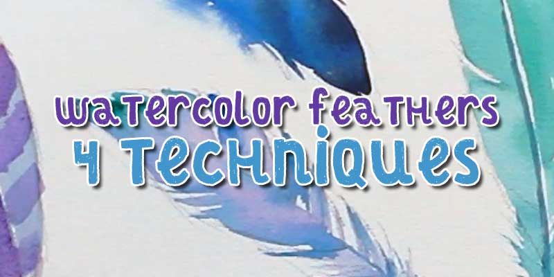 paint watercolor feathers with four techniques