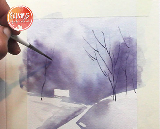 watercolor winter landscape tutorial step 004