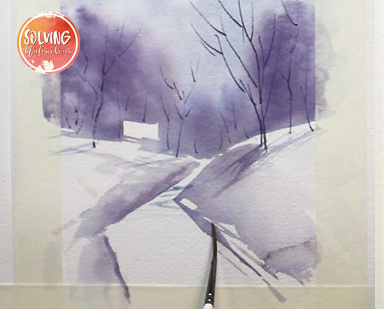 watercolor winter landscape tutorial step 005