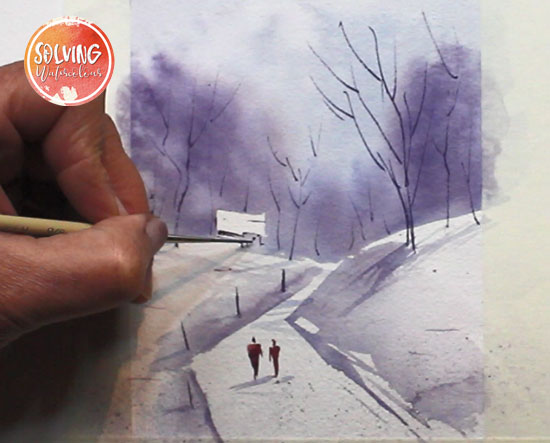 watercolor winter landscape tutorial step 007